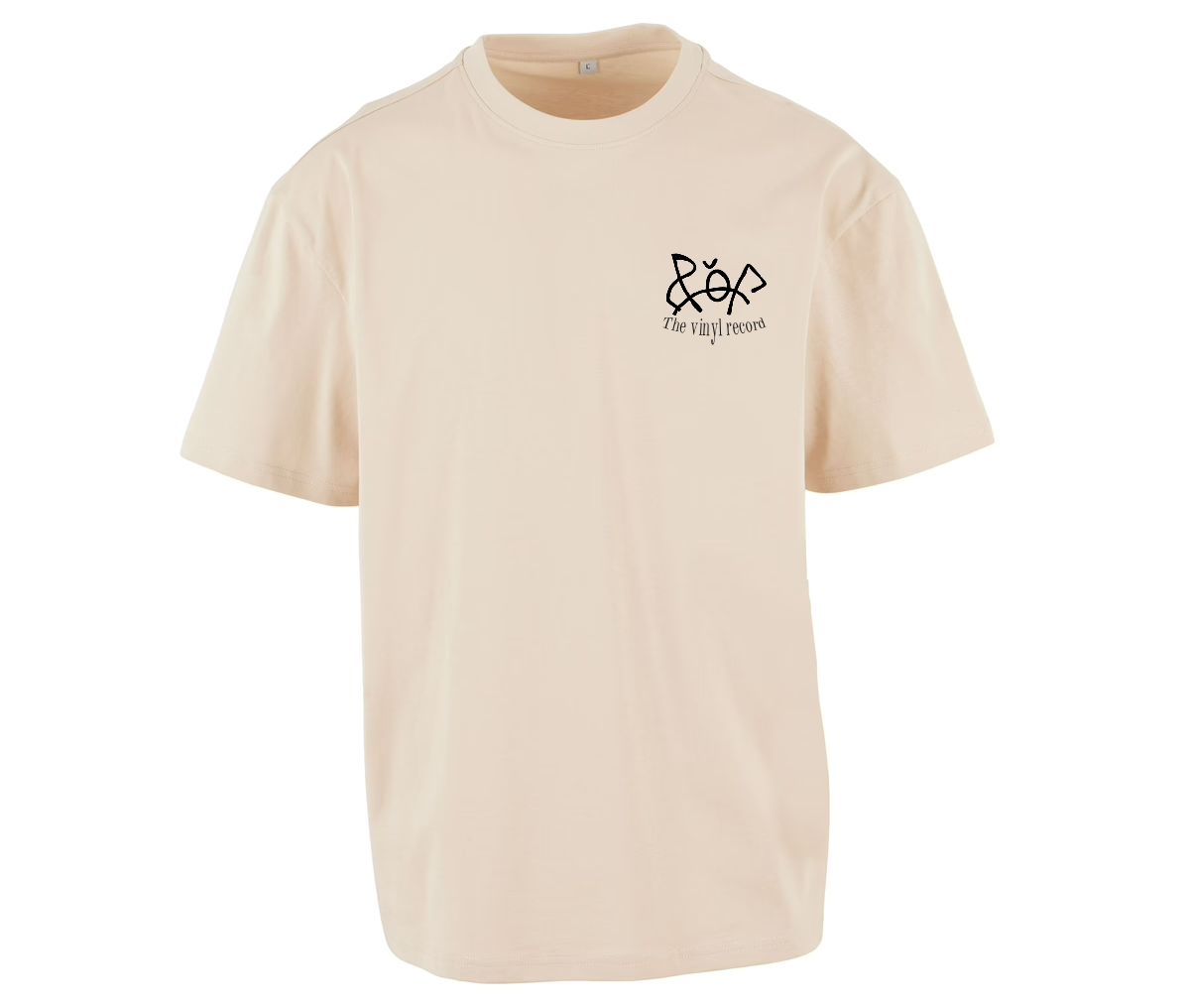 THE VINYL RECORD oversized beige graphic tee