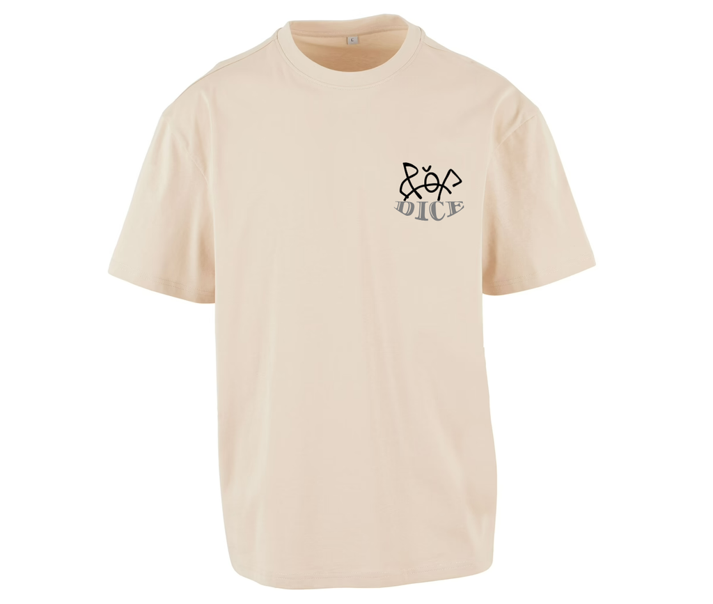 ROLL THE DICE oversize beige graphic tee