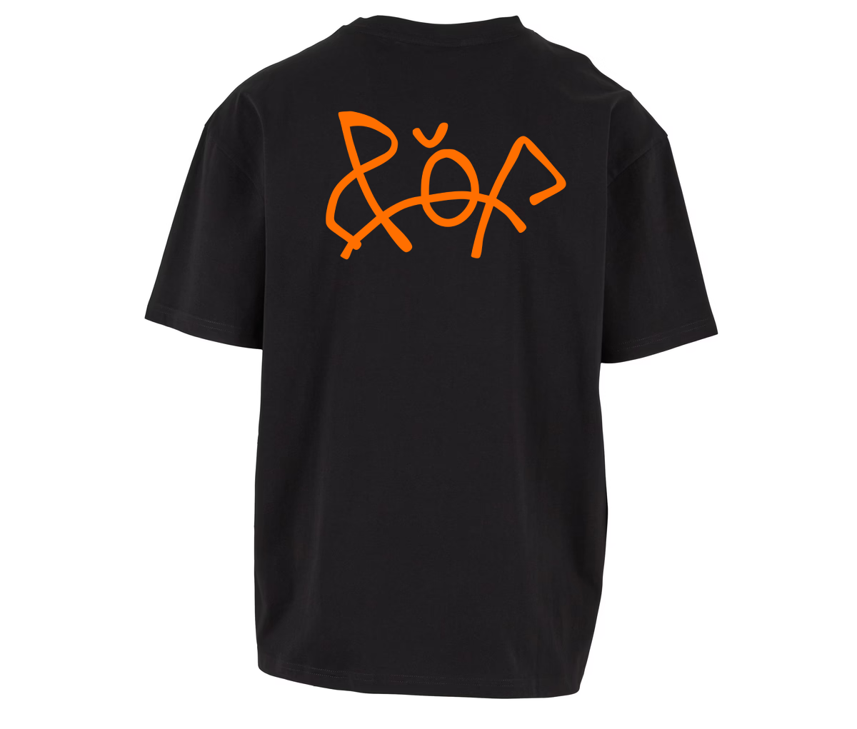 OVERSIZED Sort tshirt, orange logo